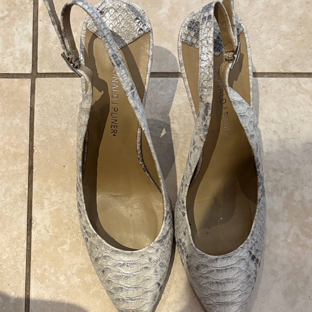 Donald J. Pliner Textured Silver Heels